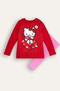 Hello Kitty Girls Pyjama Set – Soft Red Long Sleeve Top & Trousers - Brand Threads