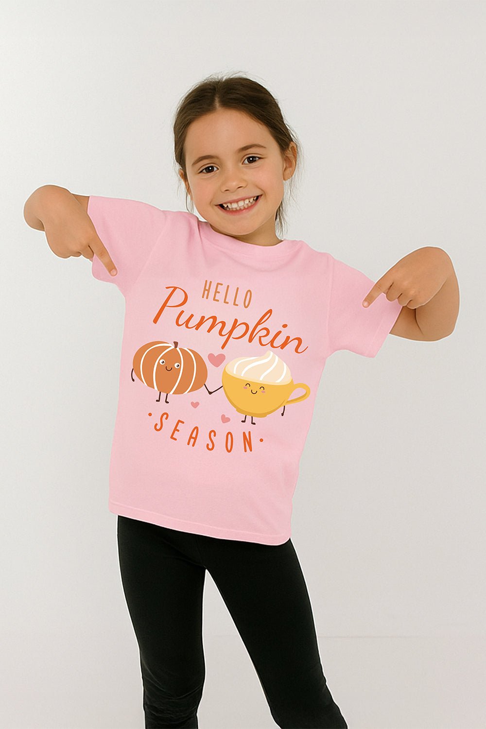Hello Pumpkin Girls’ T-Shirt – Cute Seasonal Graphic Tee - Brand Threads