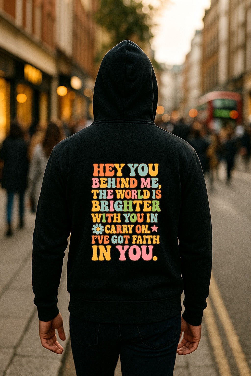 Hey You Behind Me Retro Typography Hoodie - Brand Threads