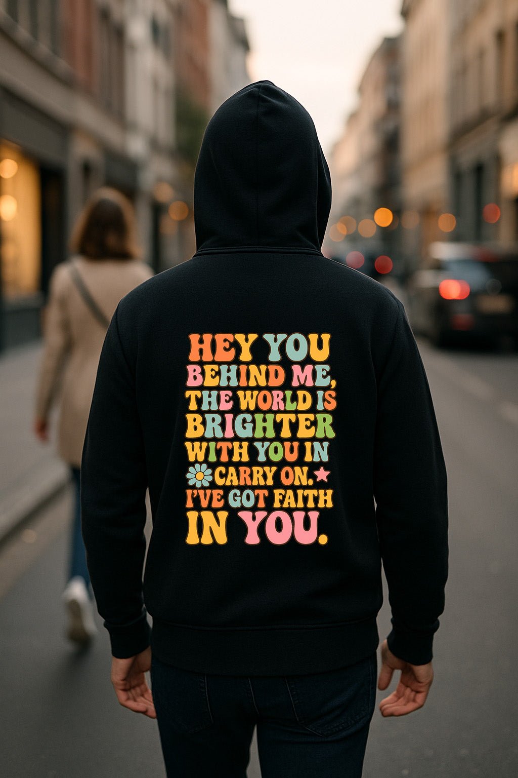Hey You Behind Me Retro Typography Hoodie - Brand Threads