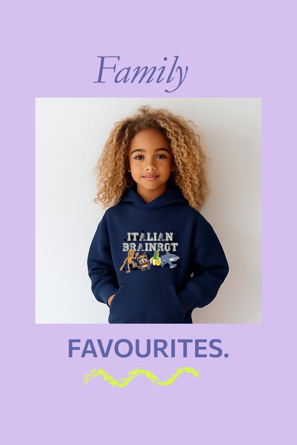 Italian Brainrot kids navy hoodie - Brand Threads