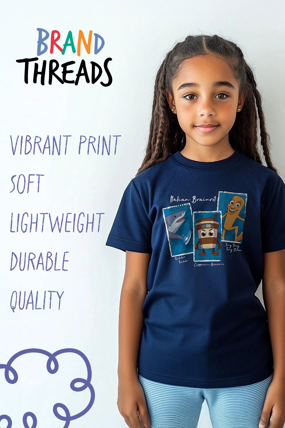 Italian Brainrot kids navy t shirt - Brand Threads
