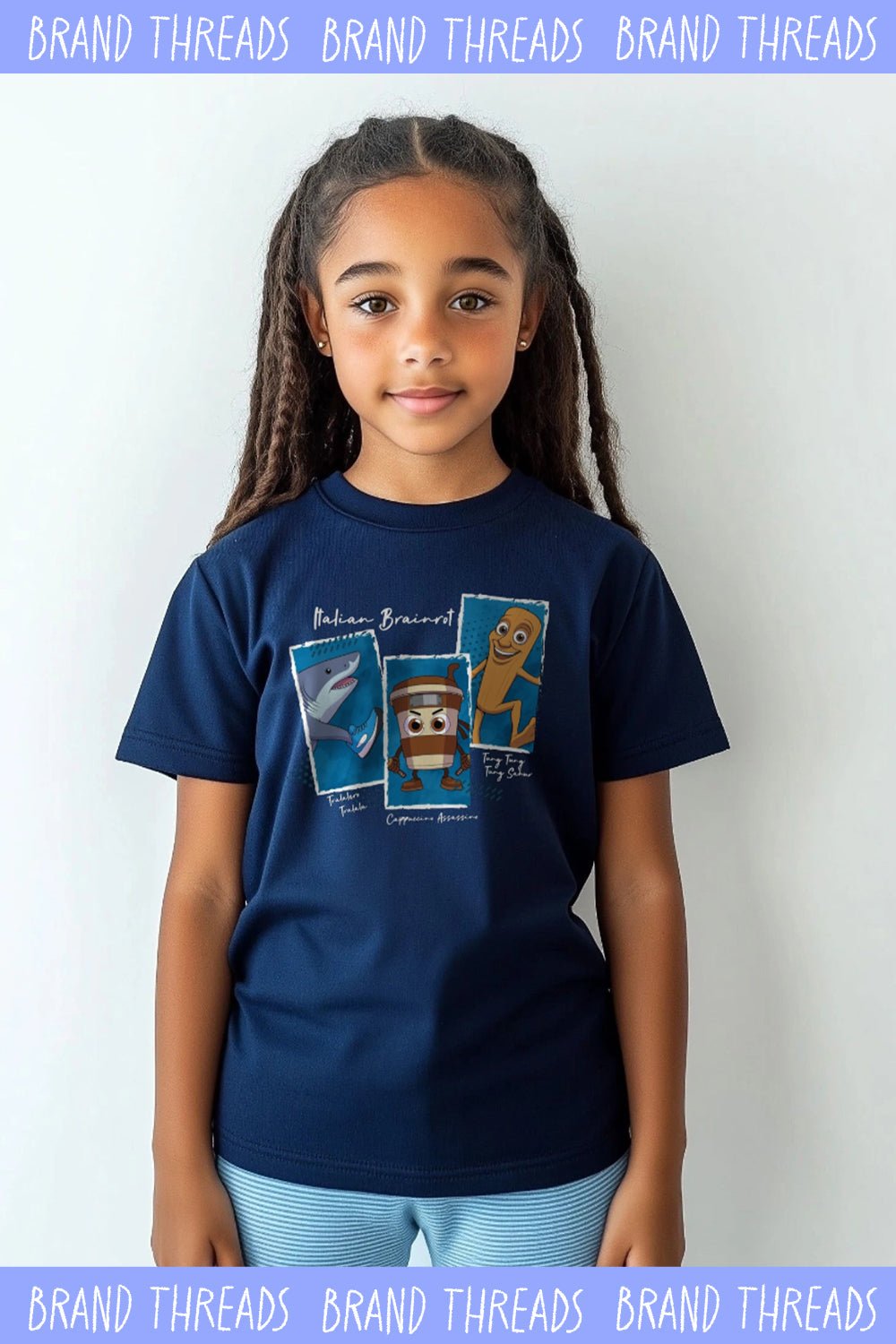 Italian Brainrot kids navy t shirt - Brand Threads