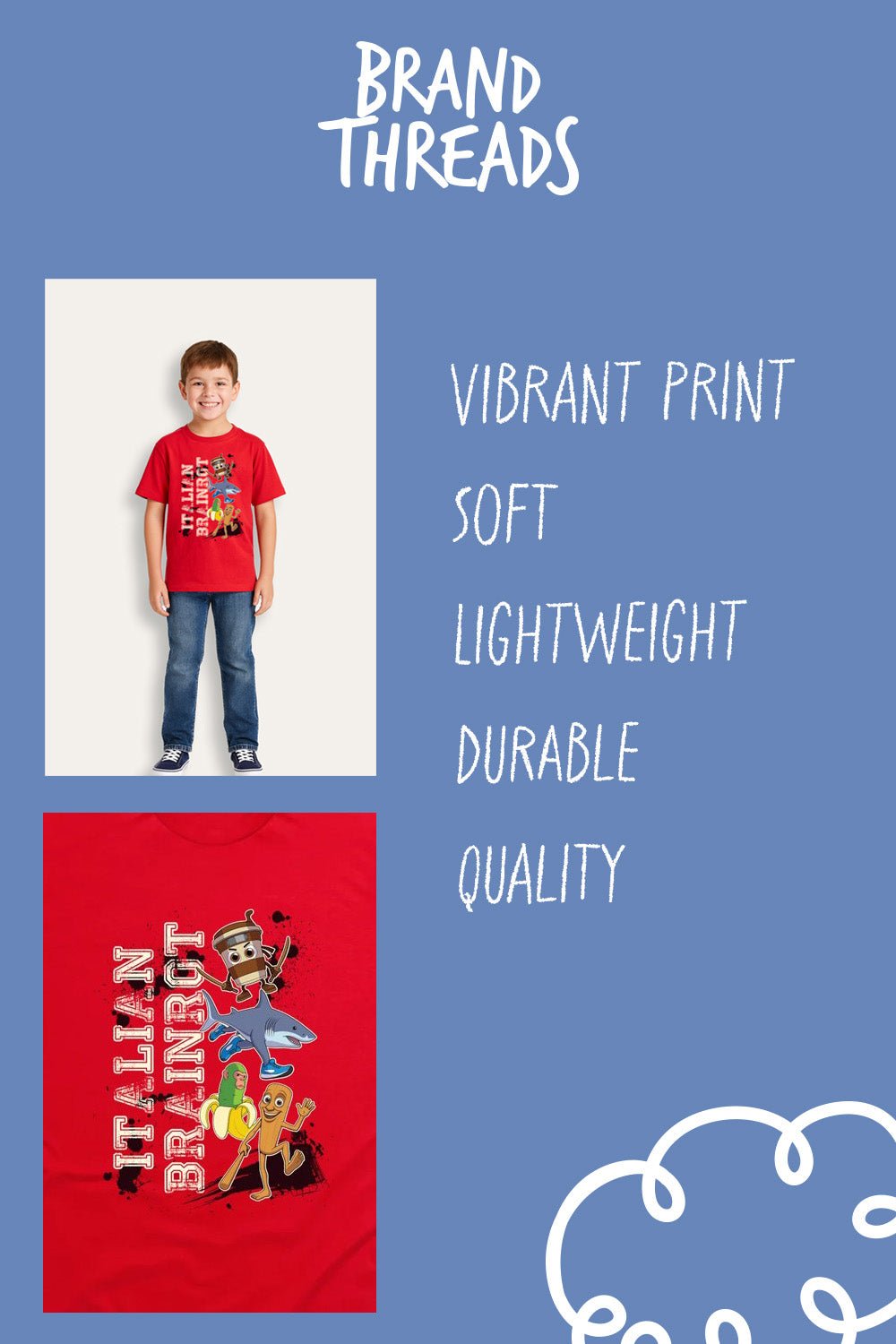 Italian Brainrot Kids Red T Shirt - Brand Threads