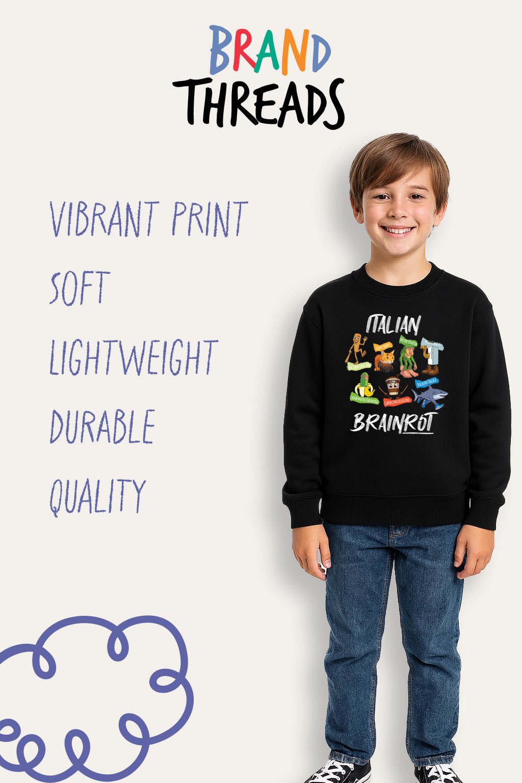 Italian Brainrot Kids Sweatshirt - Brand Threads