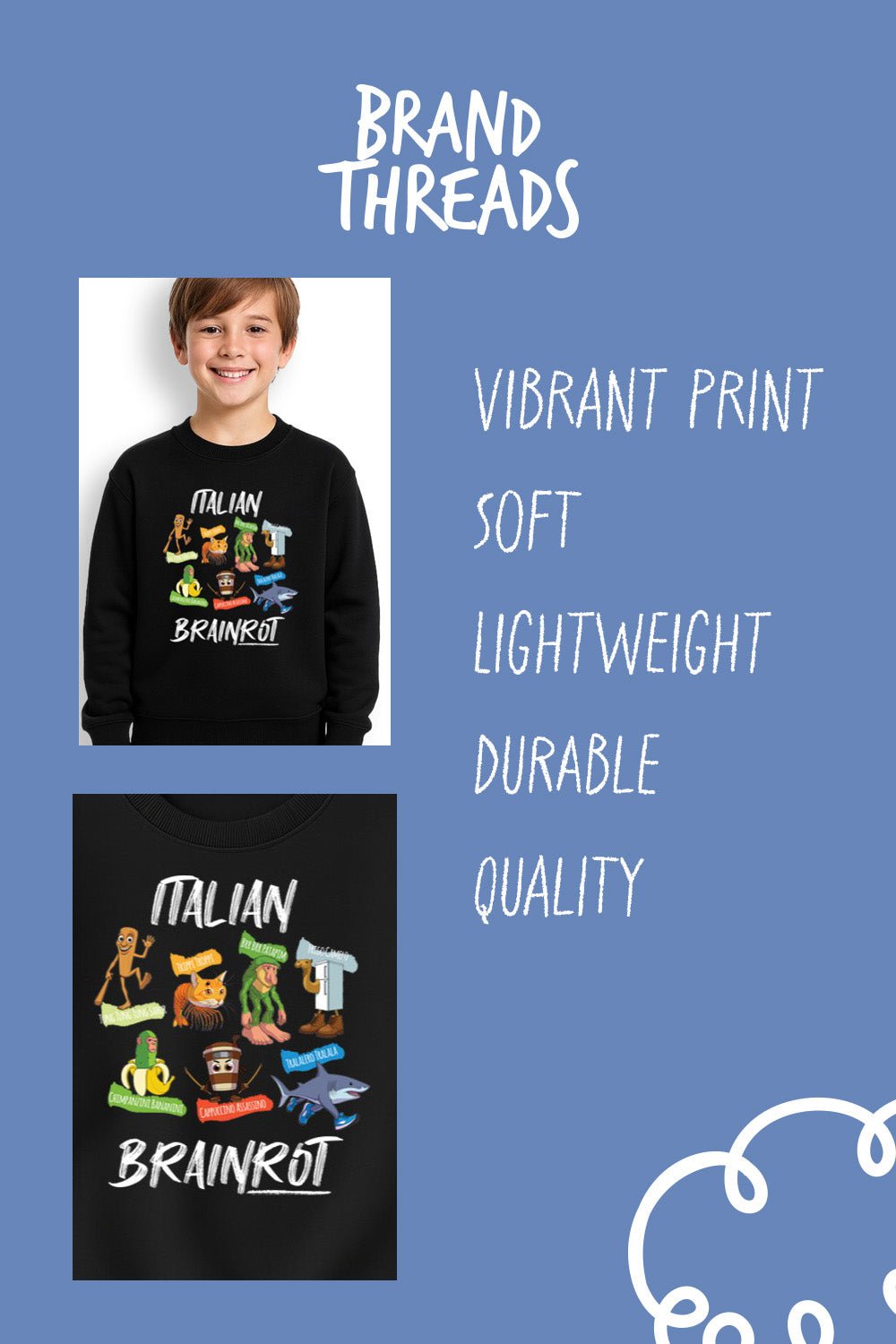 Italian Brainrot Kids Sweatshirt - Brand Threads