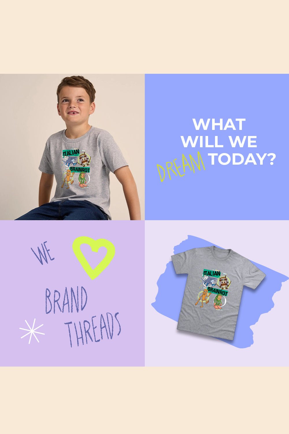 Italian Brainrot Kids T Shirt - Brand Threads