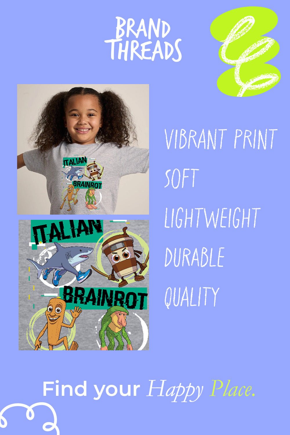 Italian Brainrot Kids T Shirt - Brand Threads