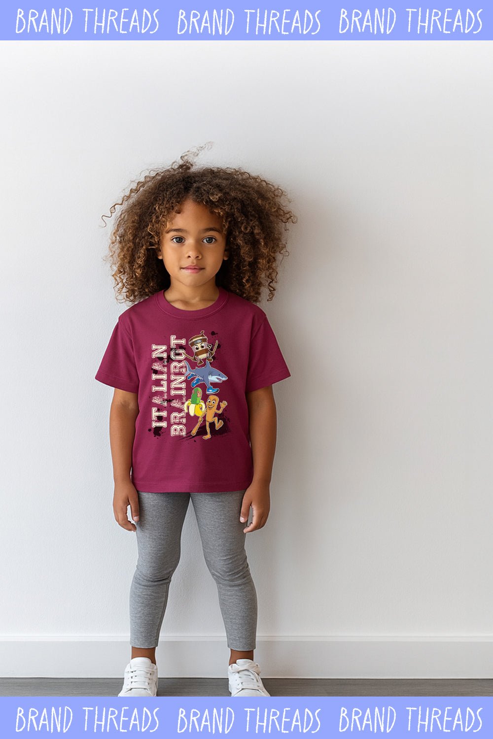 Italian Brainrot kids t shirt maroon - Brand Threads