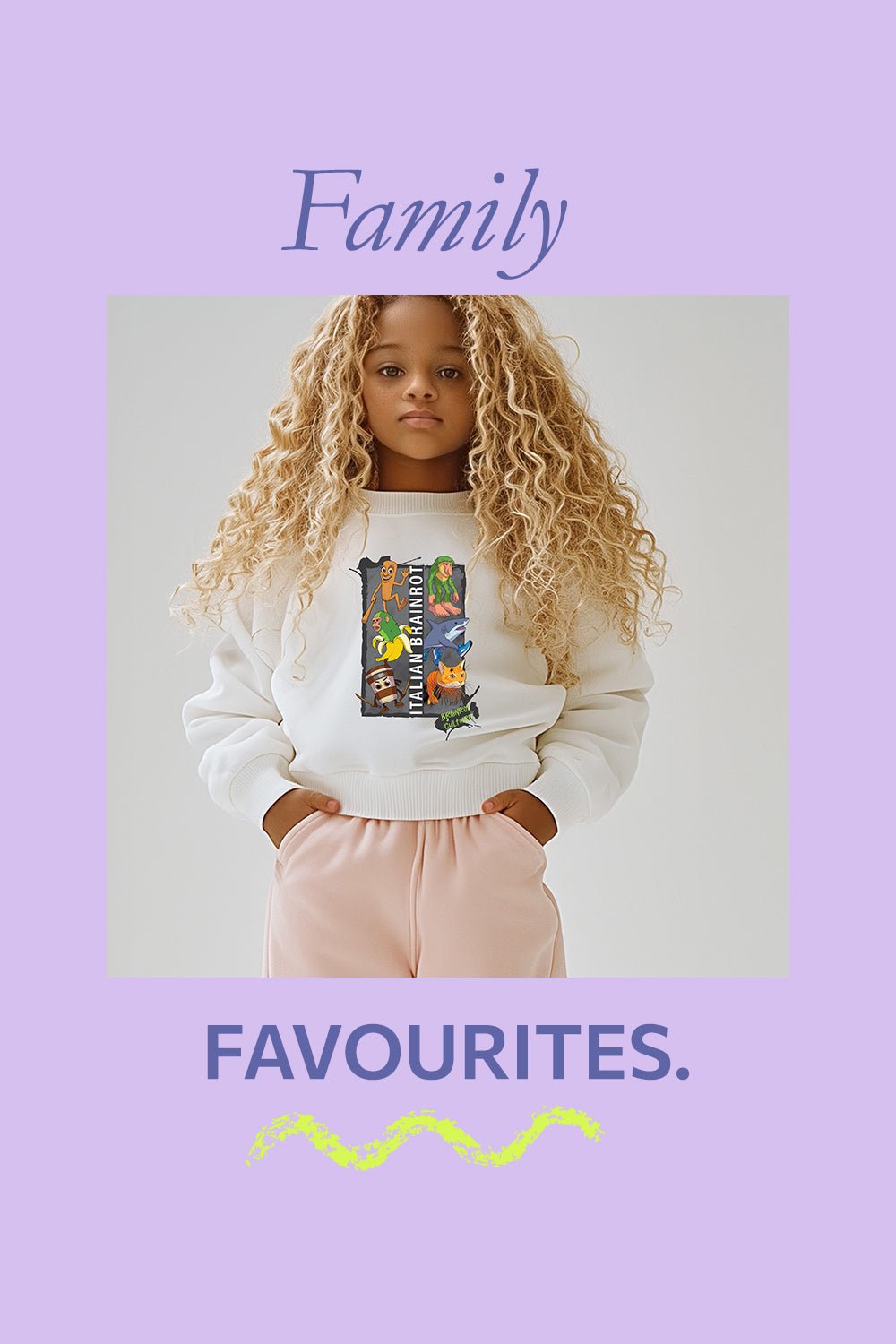 Italian Brainrot kids white sweatshirt - Brand Threads