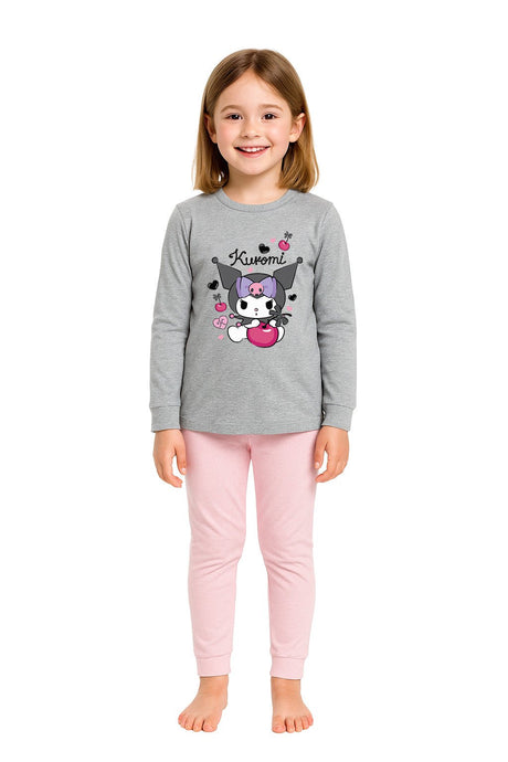 Kuromi Girls Grey Pyjama Set – 100% Cotton Kids Sleepwear - Brand Threads