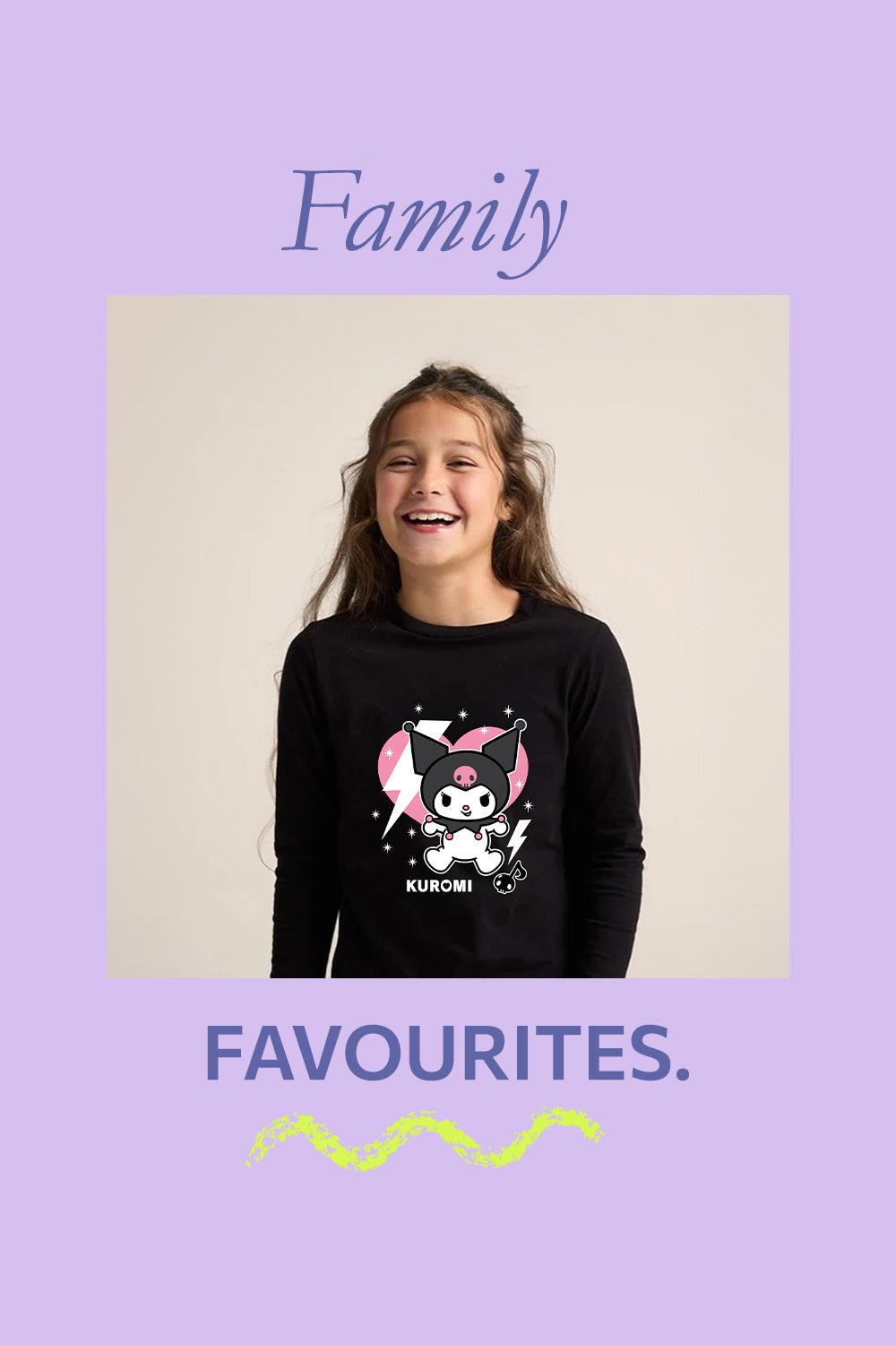 Kuromi girls pjs – two - piece set with top & cuffed bottoms, girls pyjamas - Brand Threads