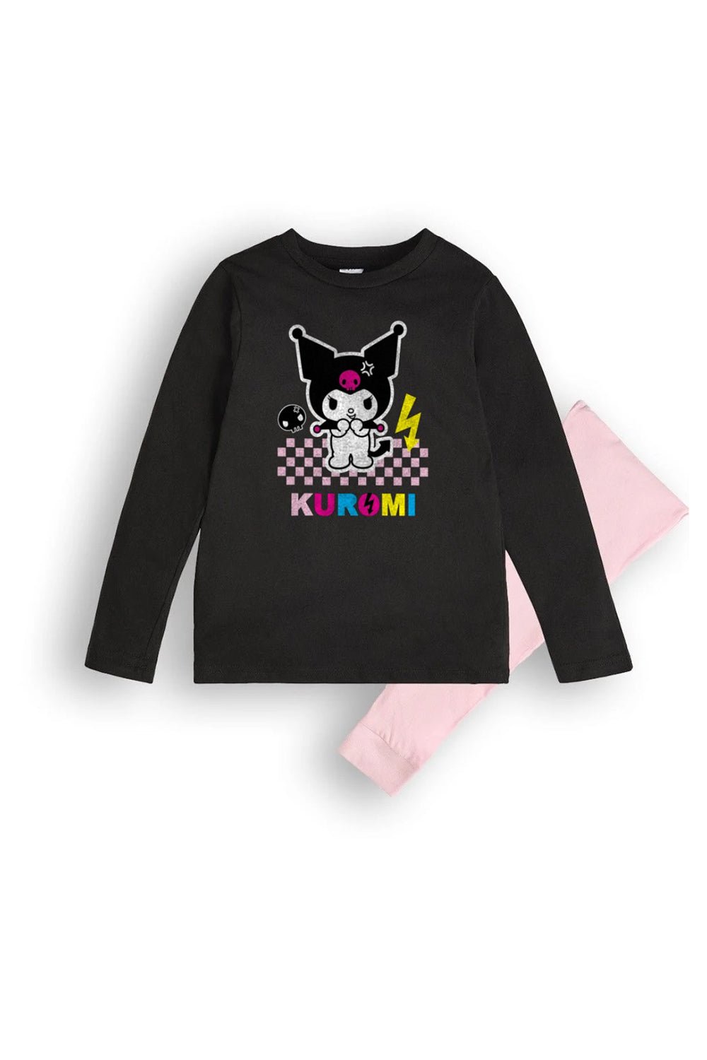 Kuromi girls pyjamas – black & pink long sleeve pyjama set - Brand Threads