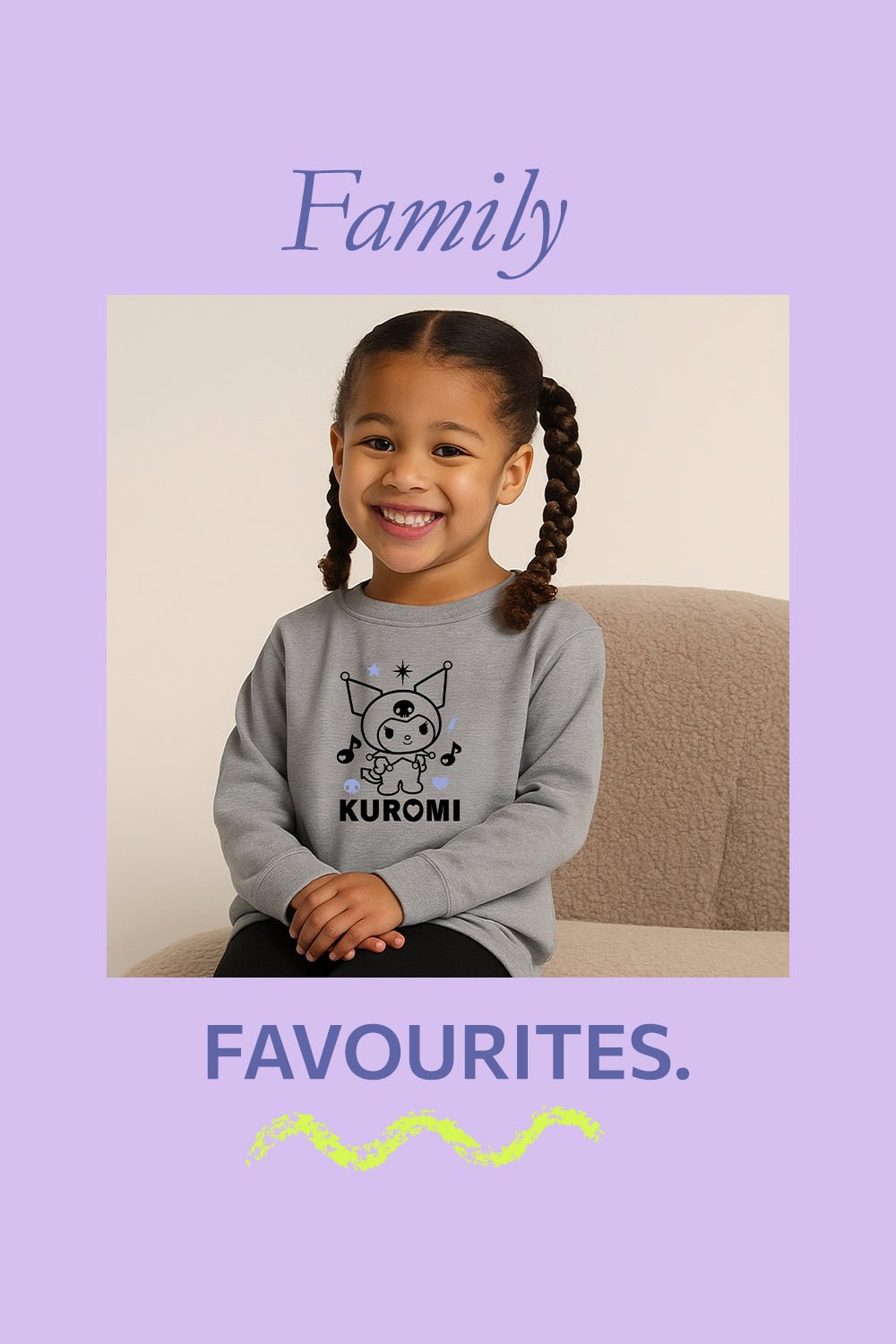 Kuromi girls pyjamas grey two - piece set - Brand Threads