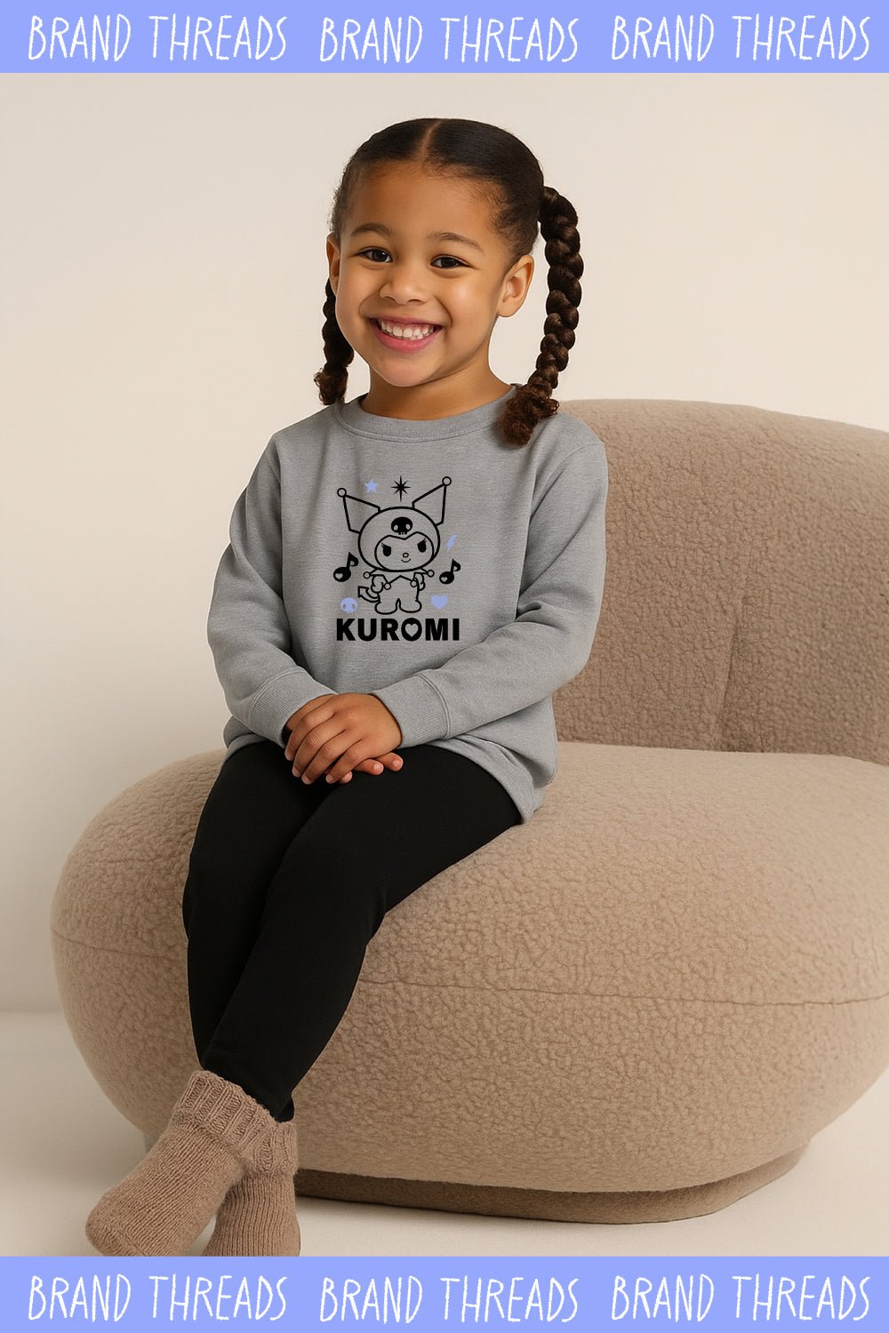 Kuromi girls pyjamas grey two - piece set - Brand Threads
