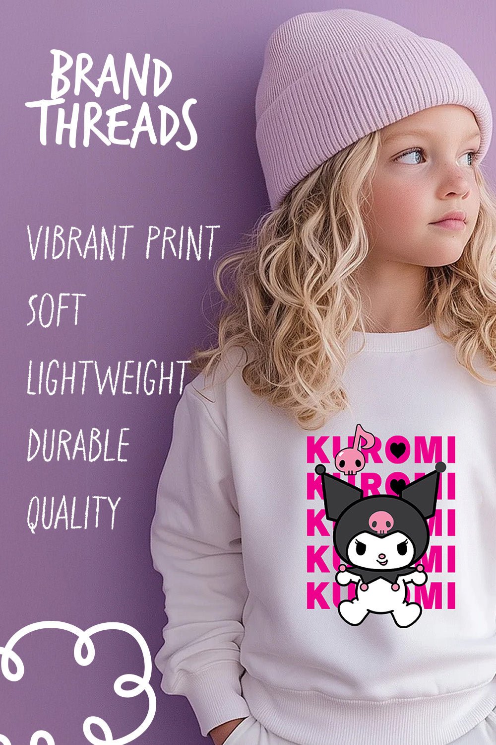 Kuromi girls sweatshirt – long sleeve girls jumper - Brand Threads