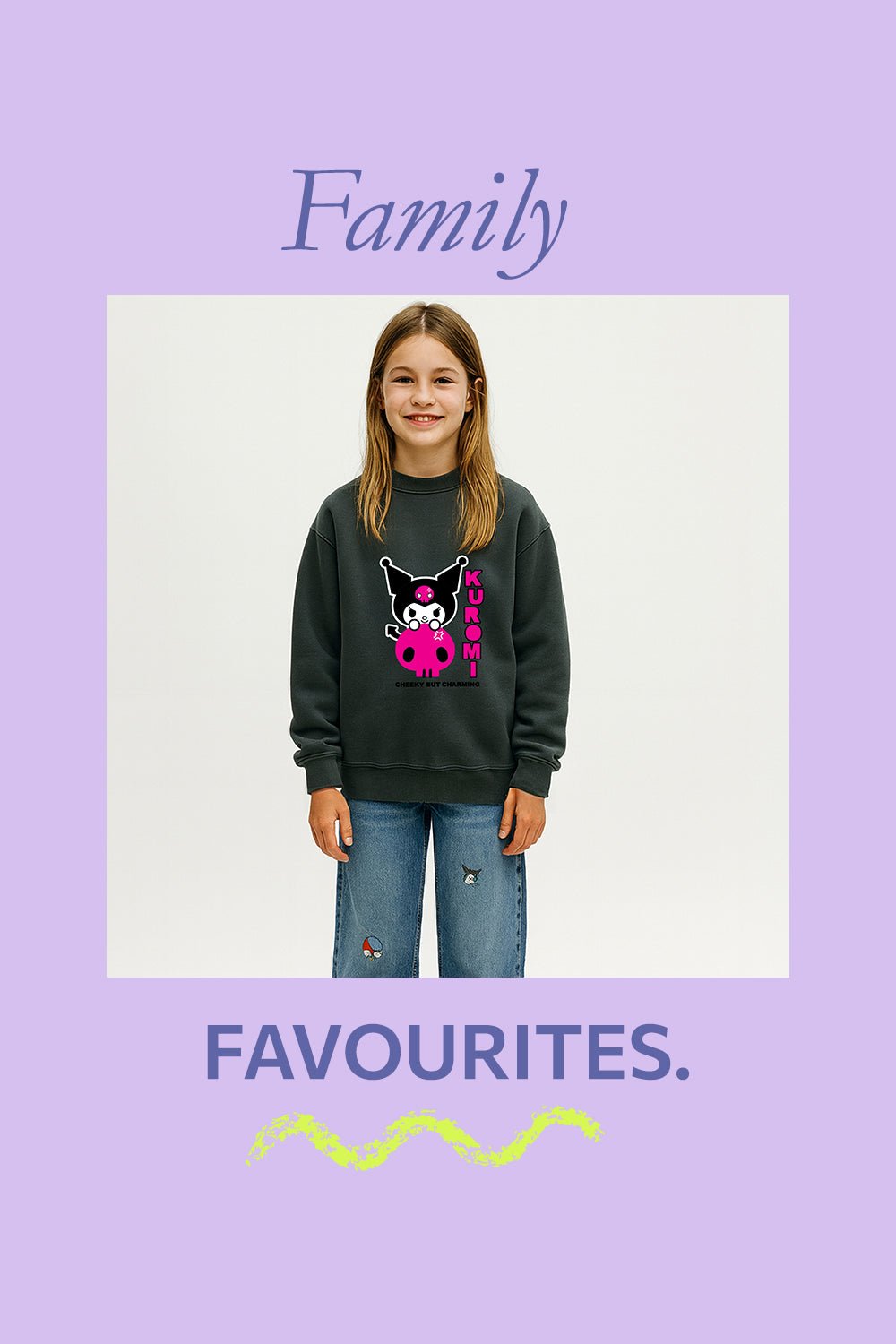 Kuromi girls sweatshirt – long sleeve grey casual jumper - Brand Threads