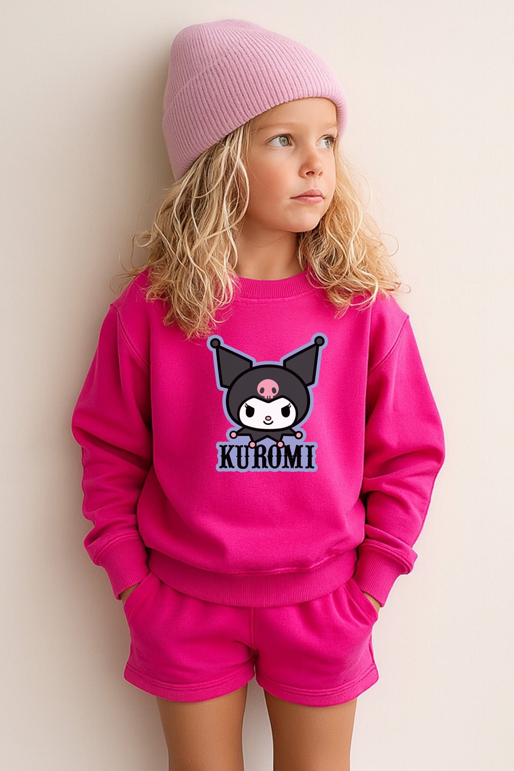 Kuromi girls sweatshirt – long sleeve pink kids sweatshirt - Brand Threads