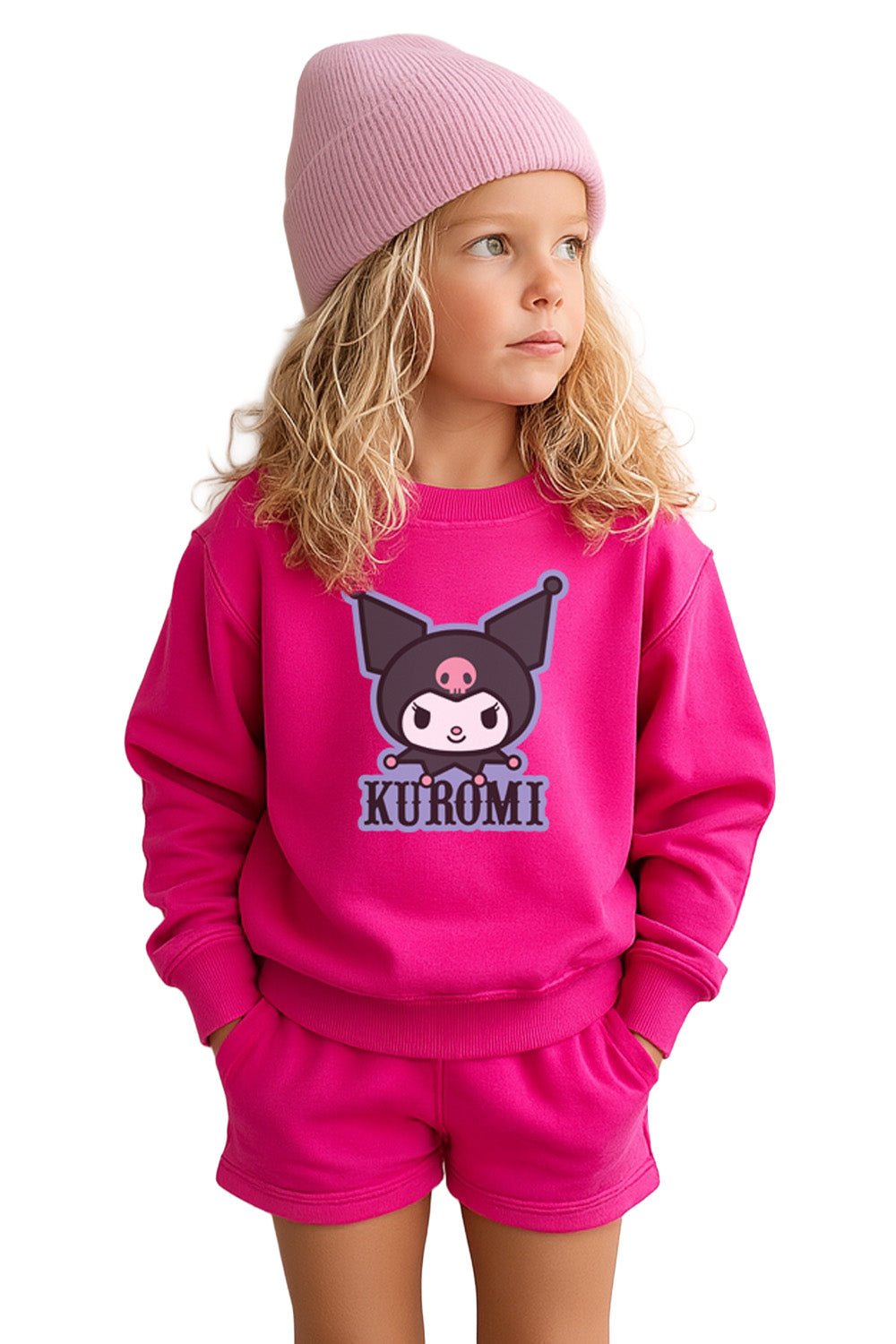 Kuromi girls sweatshirt – long sleeve pink kids sweatshirt - Brand Threads