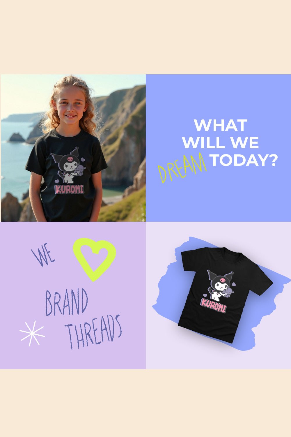 Kuromi girls t-shirt – short sleeve, graphic print top - Brand Threads