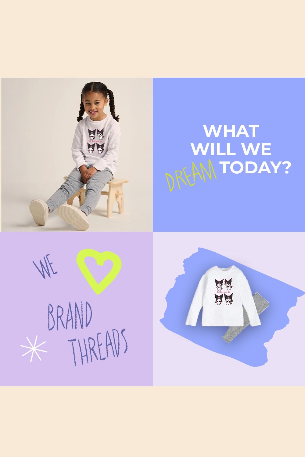 Kuromi Girls White Pyjama Set - Brand Threads