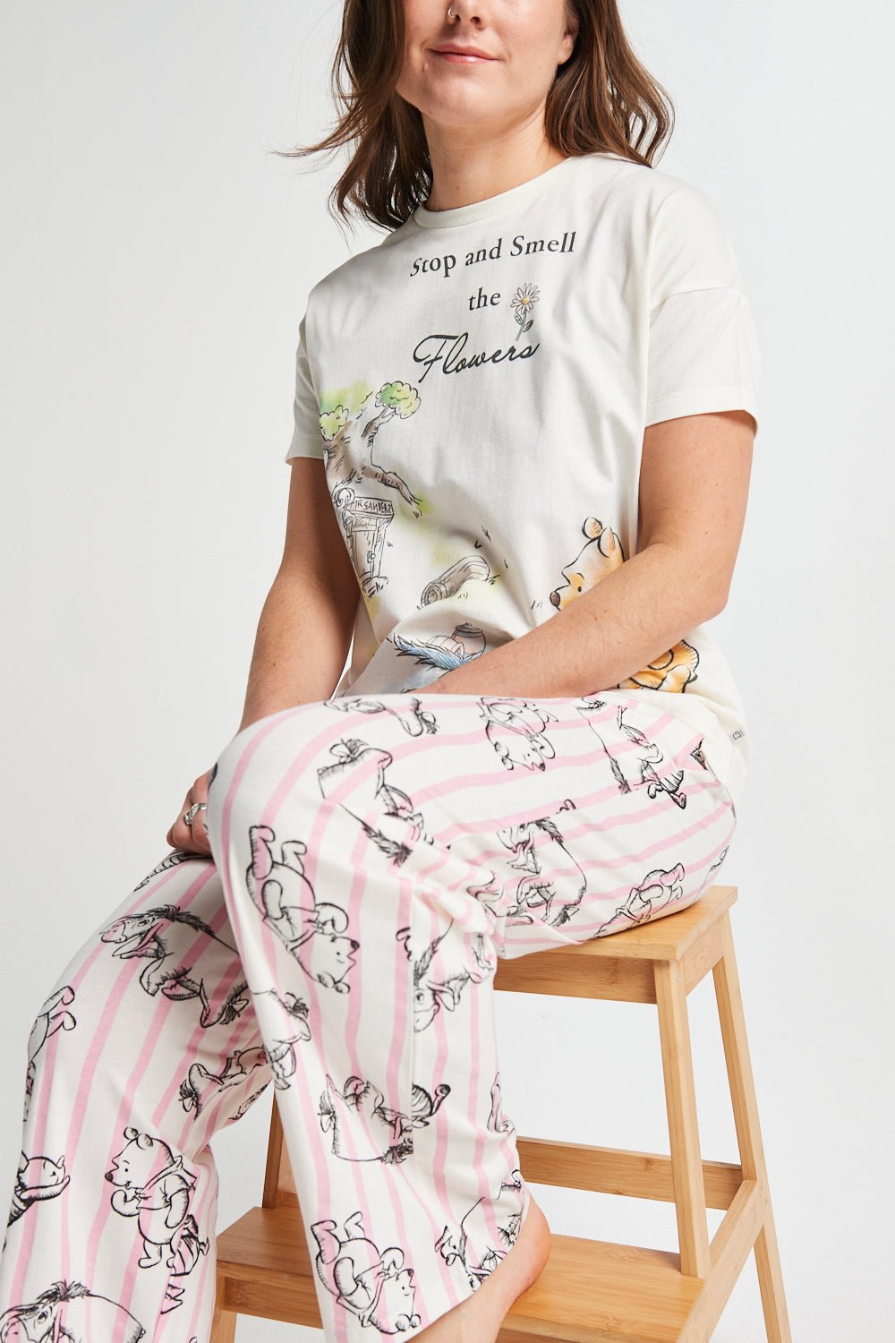 Ladies Winnie The Pooh Long Leg Pyjama - Brand Threads
