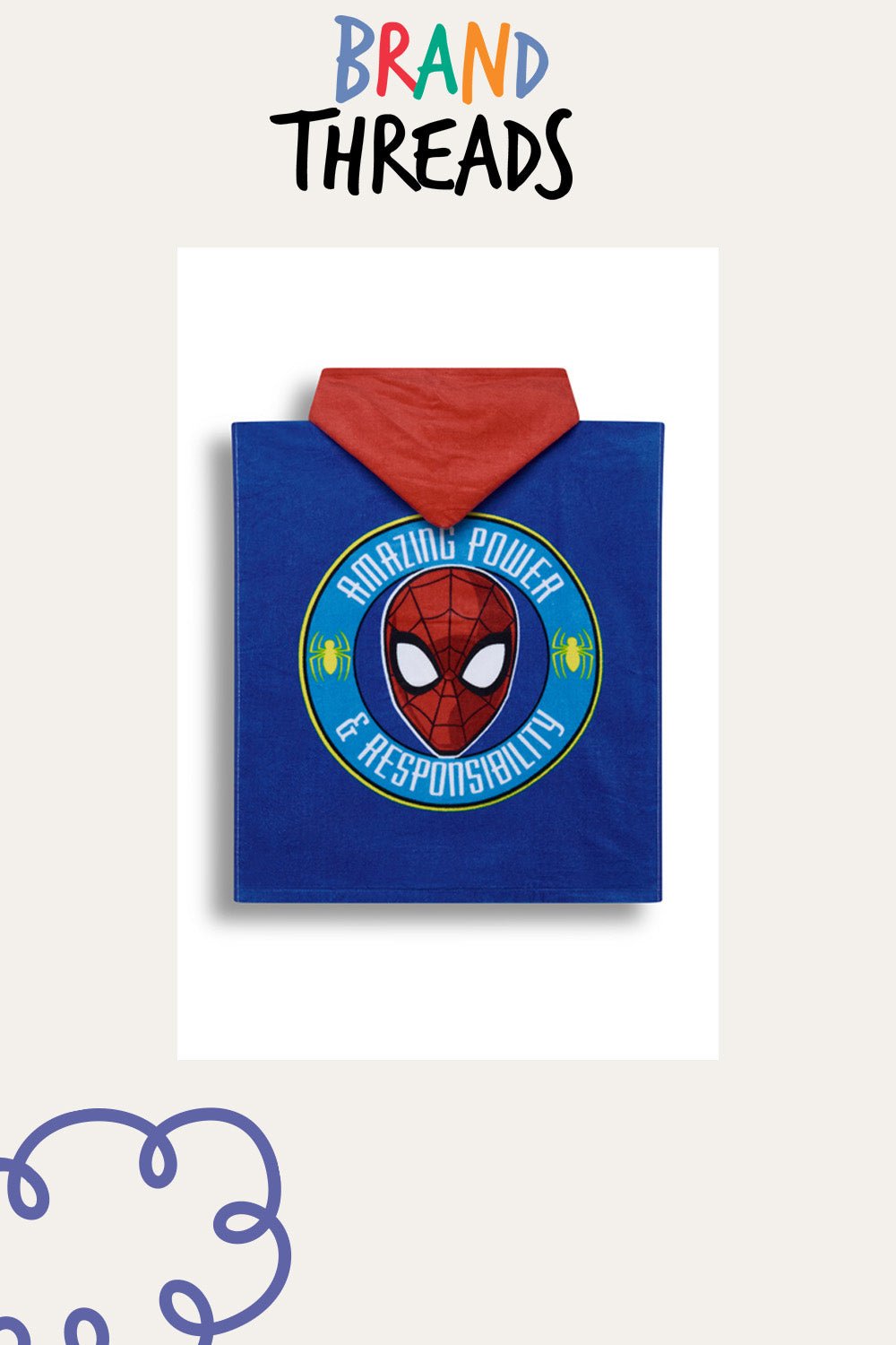 Marvel Spider - Man Boys Hooded Poncho - Brand Threads