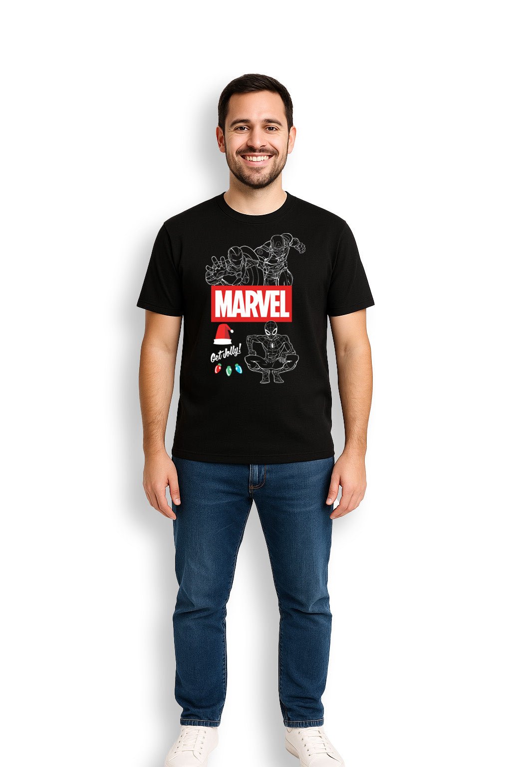 Mens Marvel Black Christmas T-Shirt - Brand Threads
