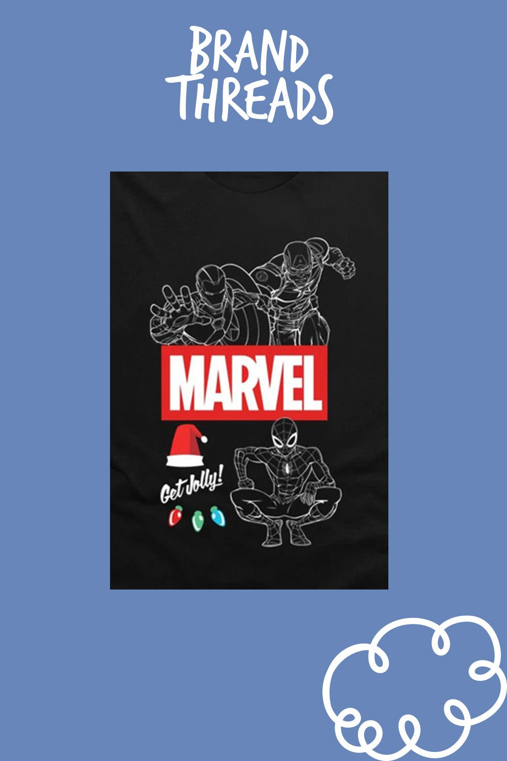 Mens Marvel Black Christmas T-Shirt - Brand Threads