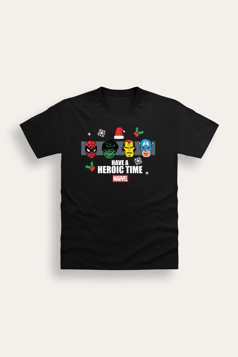 Mens Marvel Black Christmas T-Shirt - Brand Threads