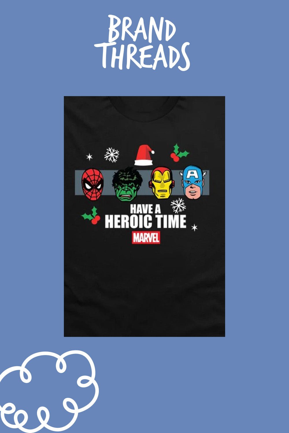 Mens Marvel Black Christmas T-Shirt - Brand Threads