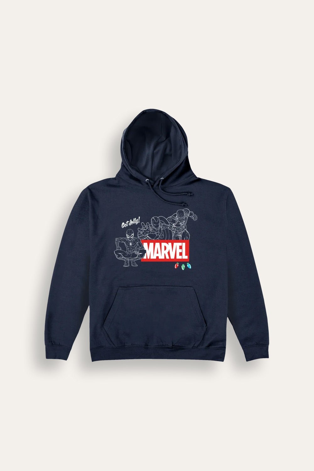 Mens Marvel Christmas Navy Hoodie - Brand Threads
