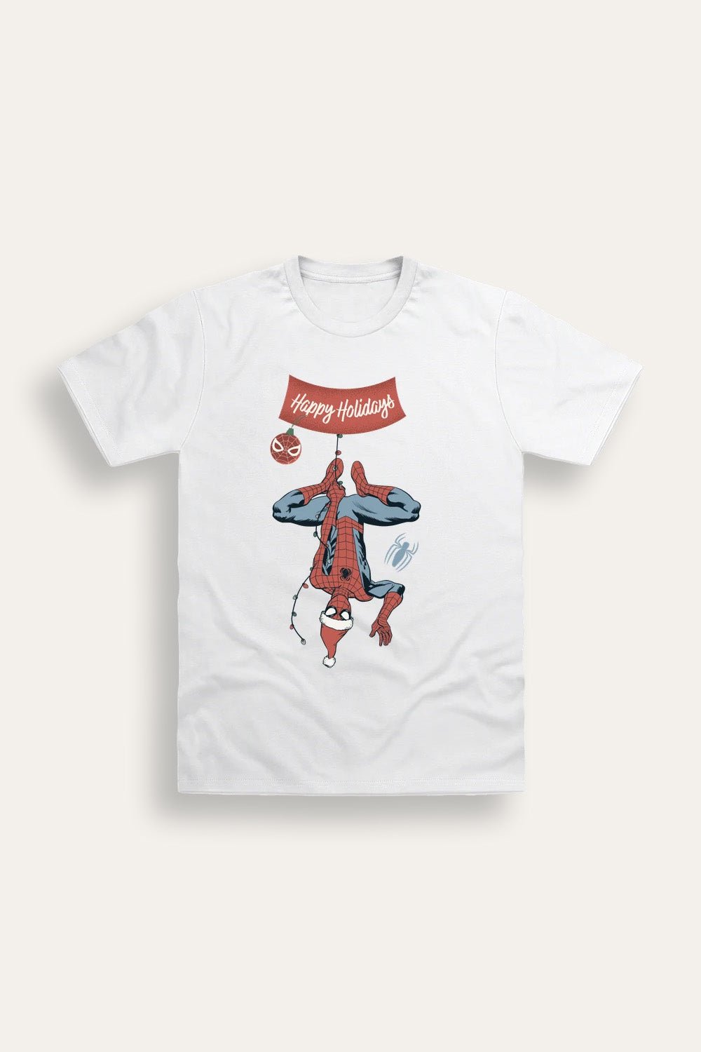 Mens Spiderman White Christmas T-Shirt - Brand Threads