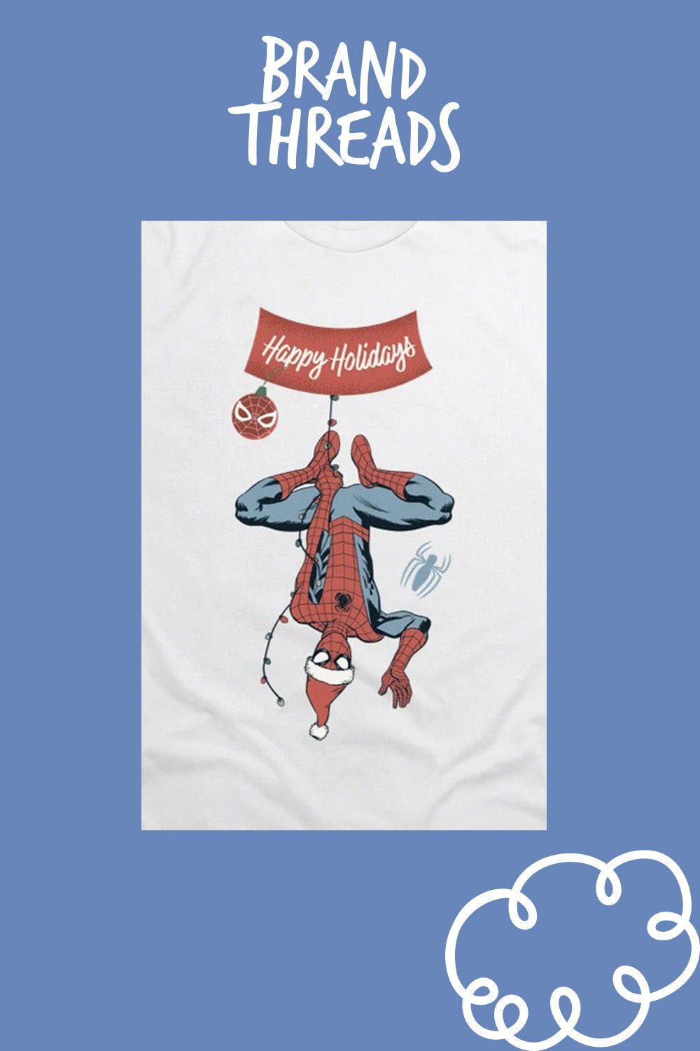 Mens Spiderman White Christmas T-Shirt - Brand Threads