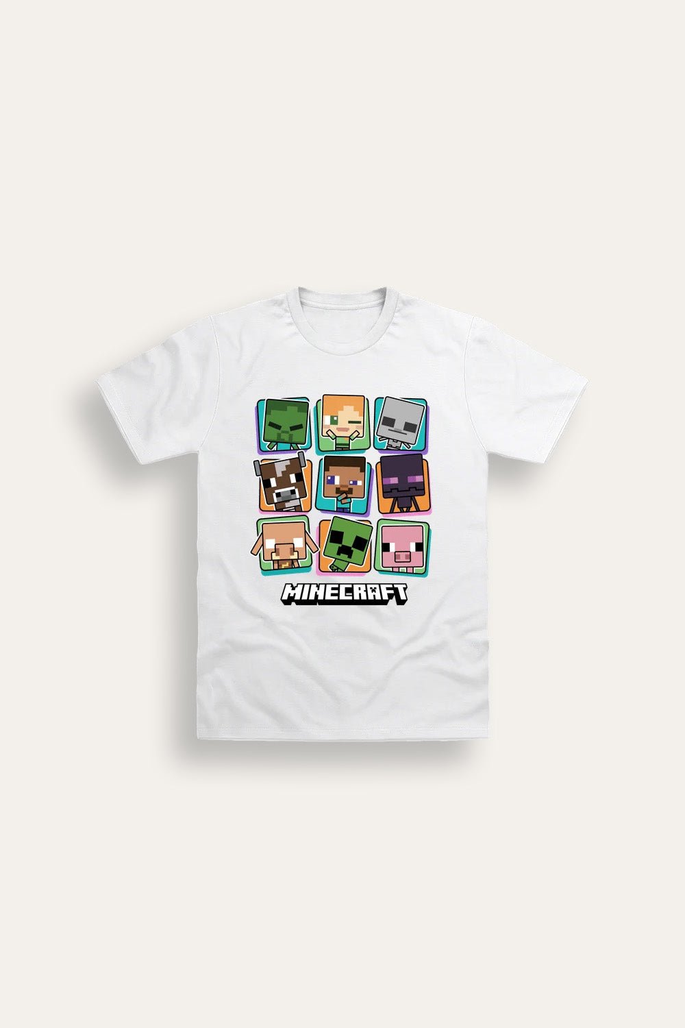 Minecraft Characters Boys White T-Shirt - Brand Threads