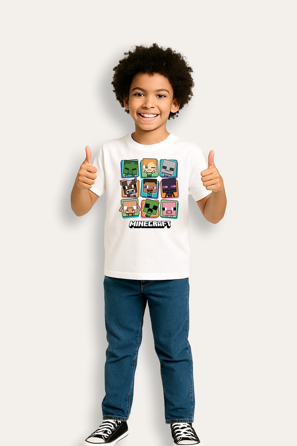 Minecraft Characters Boys White T-Shirt - Brand Threads