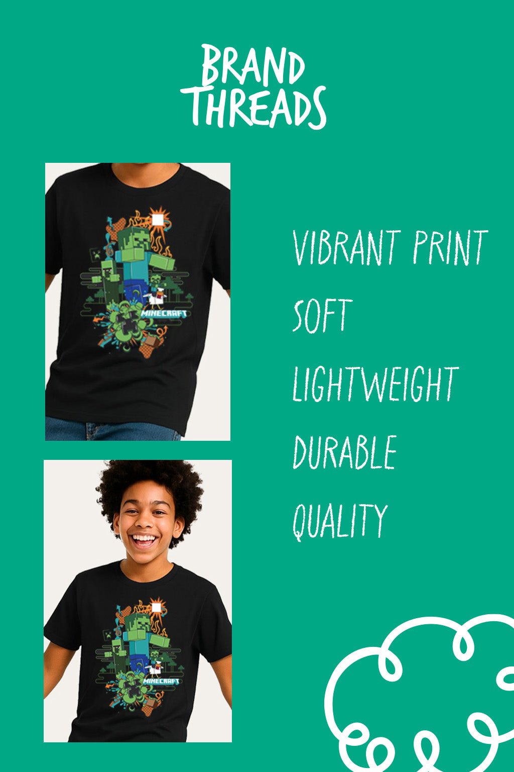 Minecraft Creeper Boys Black T-Shirt - Brand Threads