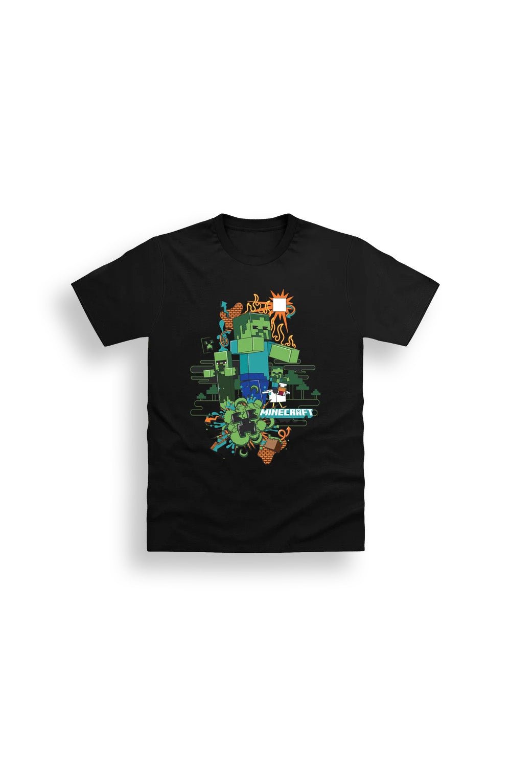 Minecraft Creeper Boys Black T-Shirt - Brand Threads