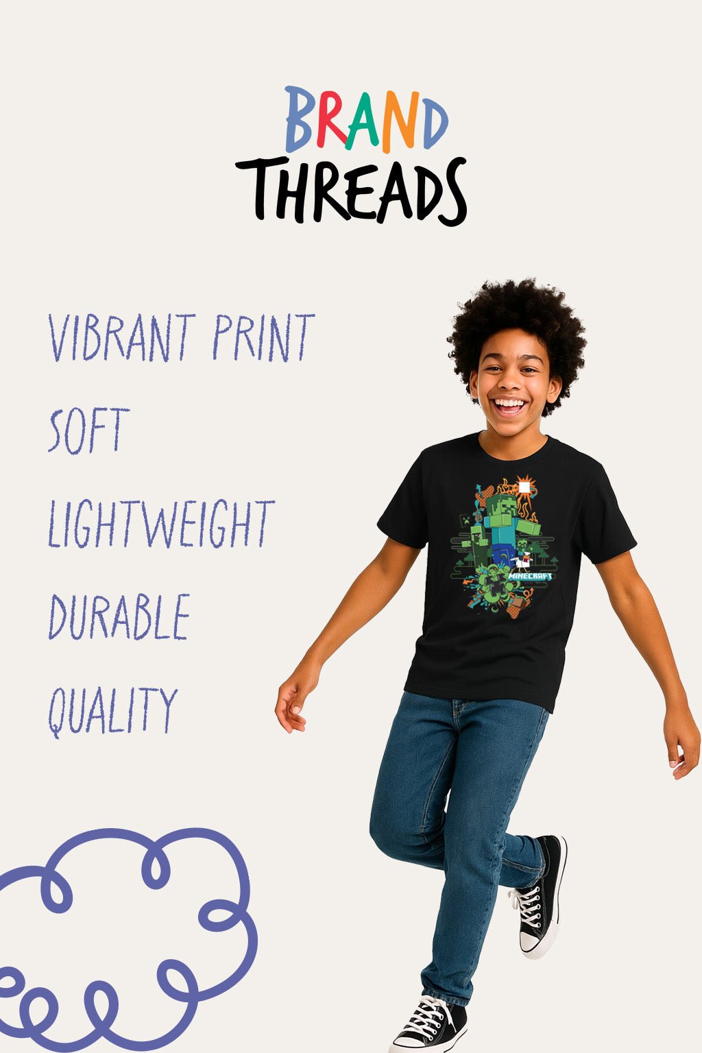 Minecraft Creeper Boys Black T-Shirt - Brand Threads
