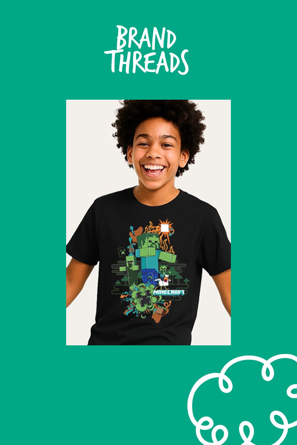 Minecraft Creeper Boys Black T-Shirt - Brand Threads