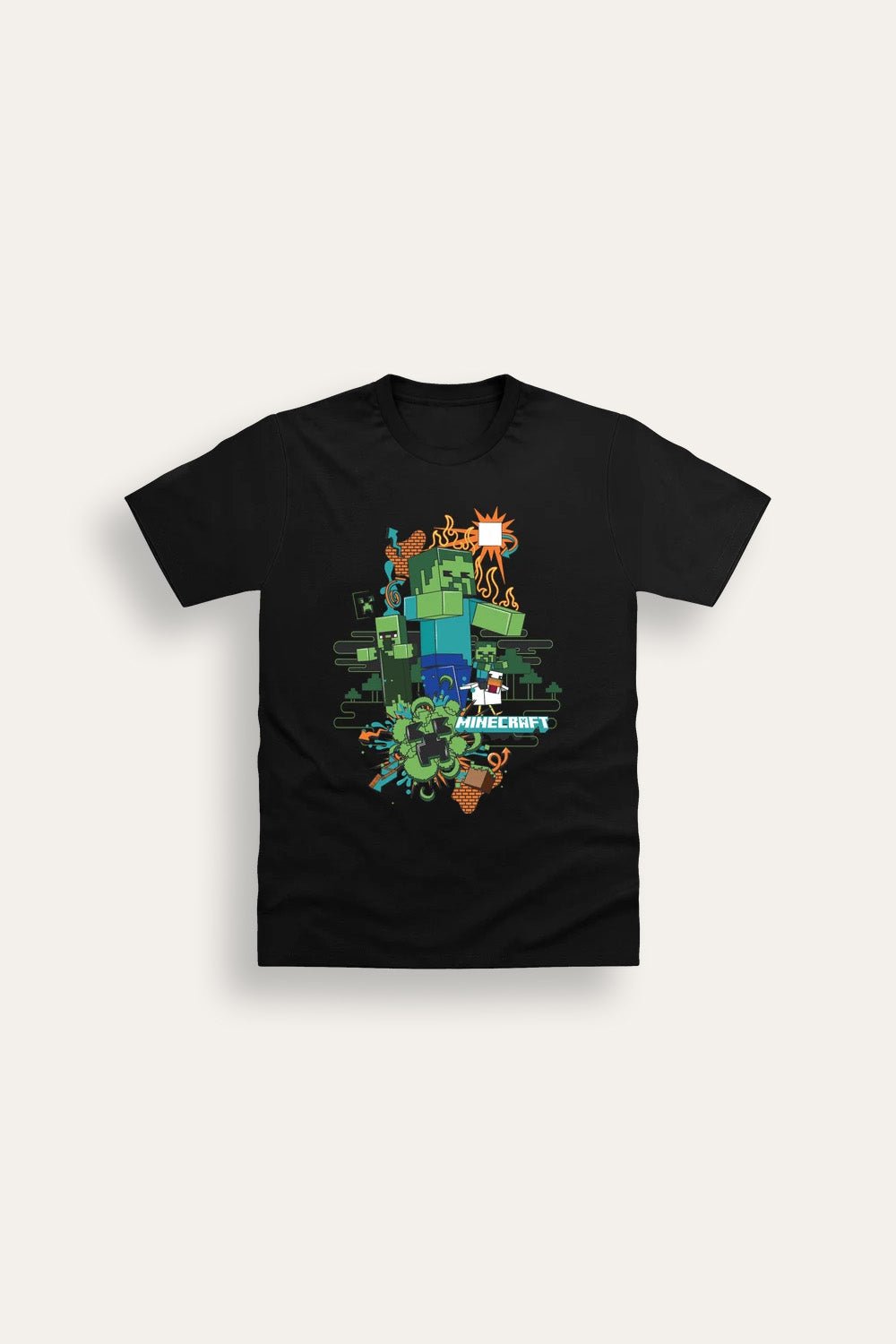 Minecraft Creeper Boys Black T-Shirt - Brand Threads