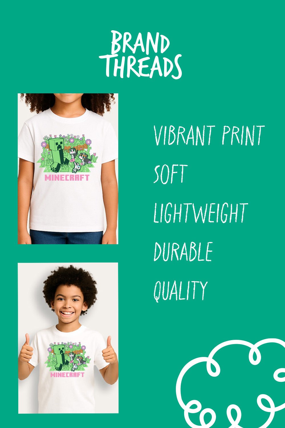 Minecraft Creeper Unisex White T-Shirt - Brand Threads