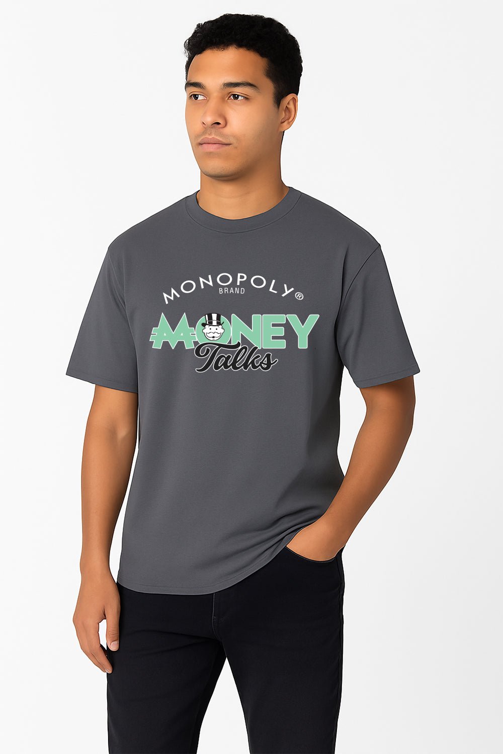 Monopoly Men’s T-Shirt – Charcoal Grey 100% Cotton Short Sleeve Tee - Brand Threads