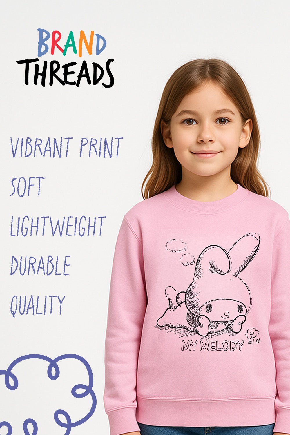 My Melody girls sweatshirt – long sleeve, kids jumper - Brand Threads