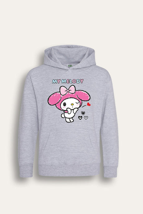 My Melody Grey Hoodie Pink Bow Print - Brand Threads