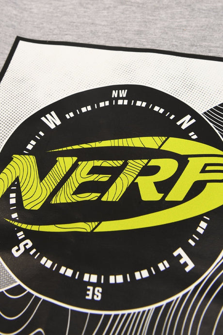 NERF Boy's Pyjamas Set β Long - Sleeved Grey Top with Black Bottoms - Brand Threads