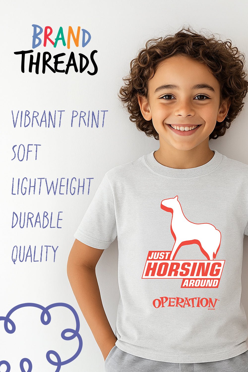 Operation Boys T-Shirt – Ash Grey 100% Cotton Short Sleeve Tee - Brand Threads