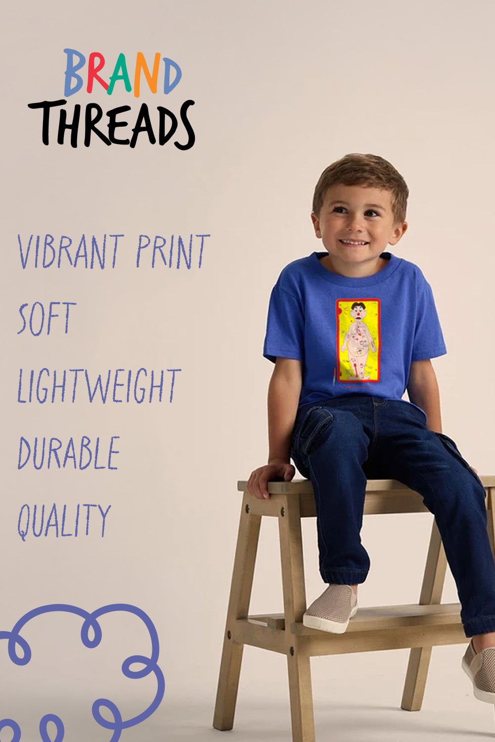 Operation Game Boys T-Shirt – 100% Cotton Royal Blue Short Sleeve Tee - Brand Threads