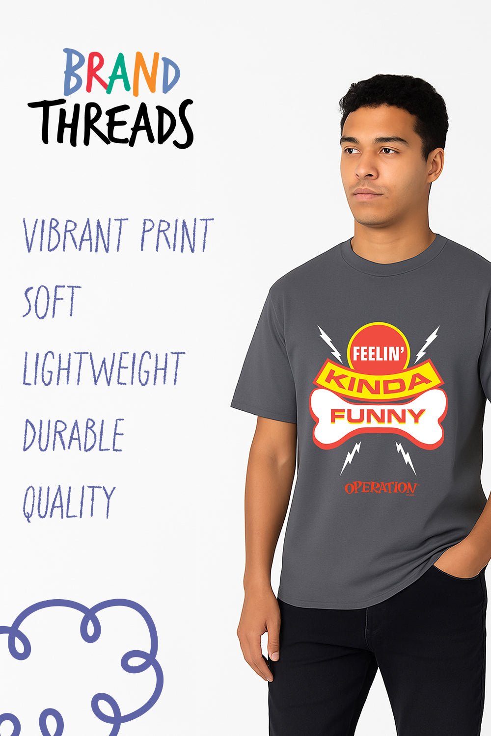 Operation Men’s T-Shirt – Charcoal Grey 100% Cotton Short Sleeve Tee - Brand Threads