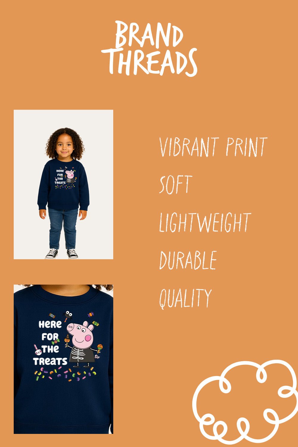 Peppa Pig Girls Halloween Navy Sweatshirt - Brand Threads